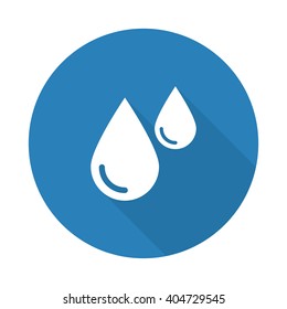 Icono plano de la web de sangre blanca con una larga sombra sobre el círculo azul
