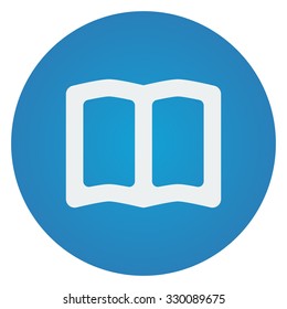 Flat white Book icon on blue circle