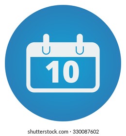 Flat white Calendar icon on blue circle