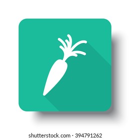 Flat white Carrot web icon on green button with drop shadow