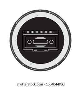 Flat white Cassette Tape line Icon. Vector Illustration
