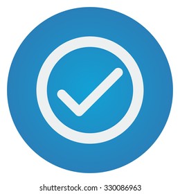 Flat white Confirm icon on blue circle