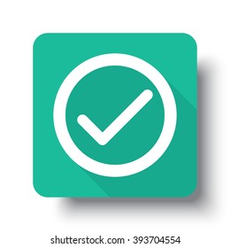 Flat white Confirm web icon on green button with drop shadow