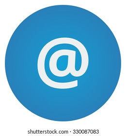 Flat white E-Mail icon on blue circle