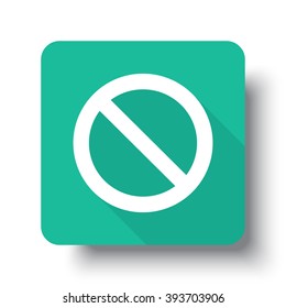 Flat white Forbidden web icon on green button with drop shadow