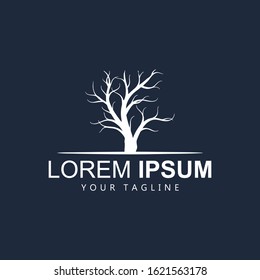 flat white geometric natural tree logo icon vector template