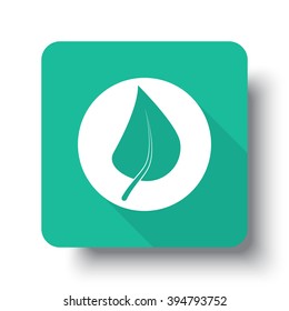 Flat white Herbs web icon on green button with drop shadow