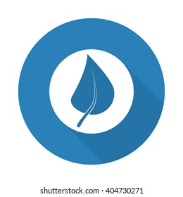 Flat white Herbs web icon with long drop shadow on blue circle