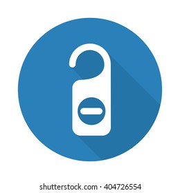 Flat white Hotel Hanger web icon with long drop shadow on blue circle