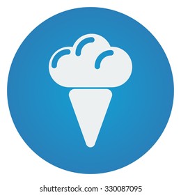 Flat white Ice Cream icon on blue circle