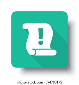 Flat white Important Information web icon on green button with drop shadow