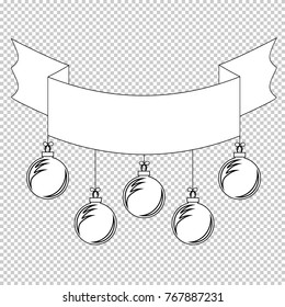 Flat white insulated ribbon banner hitched to her Christmas decorations. White figure with a black outline.