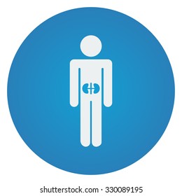 Flat white Kidneys icon on blue circle