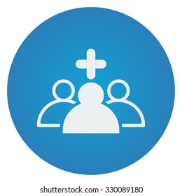 Flat white Medical Staff icon on blue circle