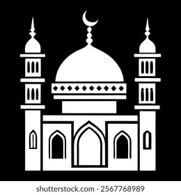 flat white mosque vector illustration