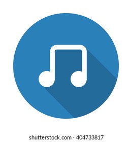 Flat white Notes web icon with long drop shadow on blue circle