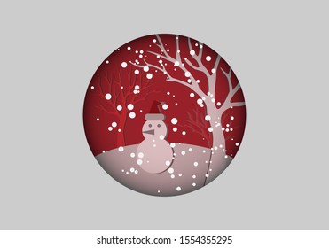 flat white paper craft snowman and tree layers stag