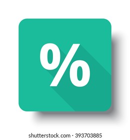 Flat white Percentage web icon on green button with drop shadow