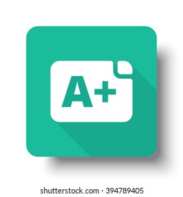 Flat white Rating web icon on green button with drop shadow