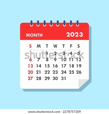 Flat White Red Calendar Icon Isolated Vector Illustration