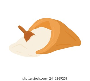 Flat White Rice Bag Hand drawn Carbohydrate Food Ingredient for Cooking Element Decoration Isolated on White Background