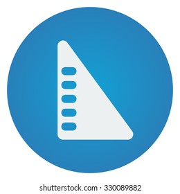 Flat white Set Square icon on blue circle