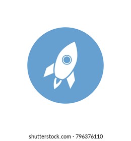 Flat white spaceship icon isolated on background