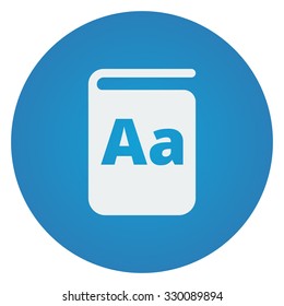 Flat white Text Book icon on blue circle