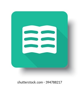 Flat white Text web icon on green button with drop shadow