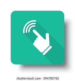 Flat white Touch Screen web icon on green button with drop shadow