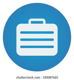 Flat white Travel Case icon on blue circle