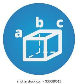 Flat white Trigonometry icon on blue circle