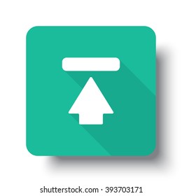 Flat white Upload web icon on green button with drop shadow