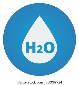 Flat white Water icon on blue circle