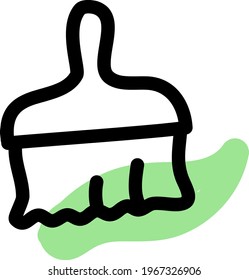 Flache breite Bürste, Symbolgrafik, Vektorgrafik auf weißem Hintergrund