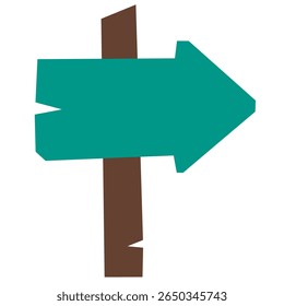 Flat wide wooden arrow sign, right-facing with rugged edges. Perfect for guiding users in games, maps, trails, or educational materials.