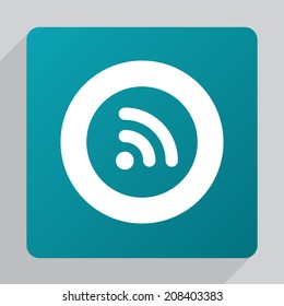 flat WiFi icon, white on blue background 