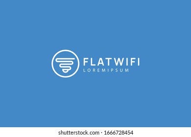 Flat wifi logo. redesign the horizontal wifi line logo. Vector line art icon template