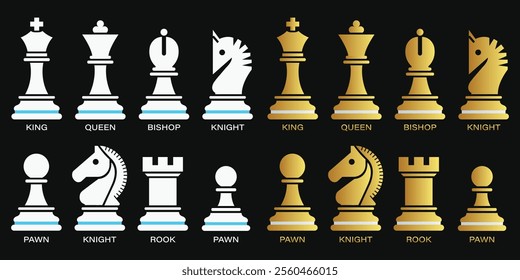 a flat Wight and golden Chess pieces thin icon