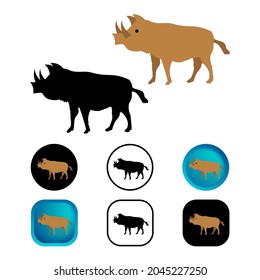 Flat Wild Boar Animal Icon Collection