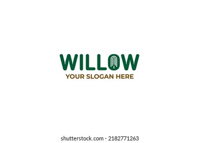 Flat Willow Tree Logo Design Vector Template Illustration Idea