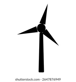 Flat wind turbine icon shows renewable wind energy, green electricity and clean eco power in modern vector style.