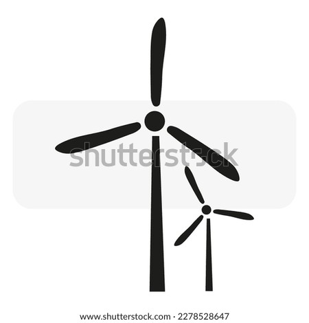 Flat wind turbines. Clean energy. Green power production. Vector illustration.