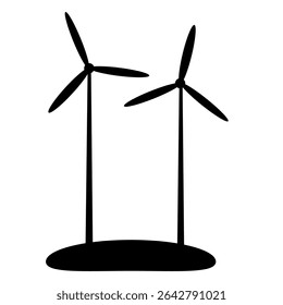 Flat Windmill Silhouette – Eco-Friendly Energy Concept.