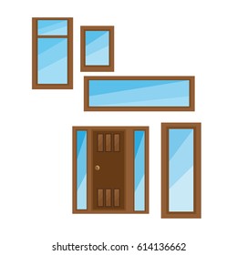 Flat Windows With Gradient Glass And Frame For House