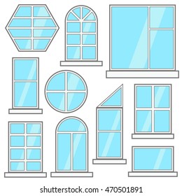 Flat windows vector collection colorful illustration