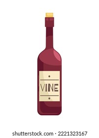 Flat wine bottle on white background vector illustration