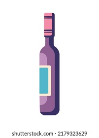 flat wine bottle over white