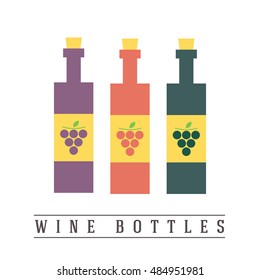 Flat wine bottles icon concept. vector illustration. eps 10