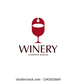 flat wine glass and droplet logo template
